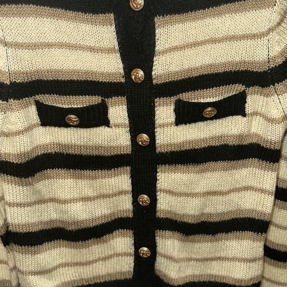 Heartloom Black and Tan Striped Cardigan never worn can - Picture 9 of 10